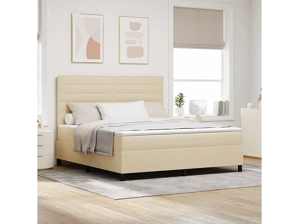 Boxspringbed met matras met hoofdeinde Crème 180 x 200 cm Stof