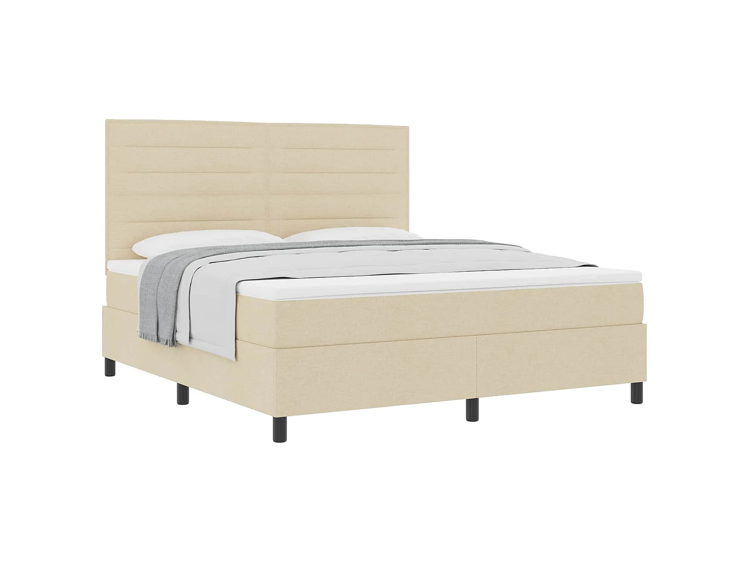 Boxspringbed met matras met hoofdeinde Crème 180 x 200 cm Stof