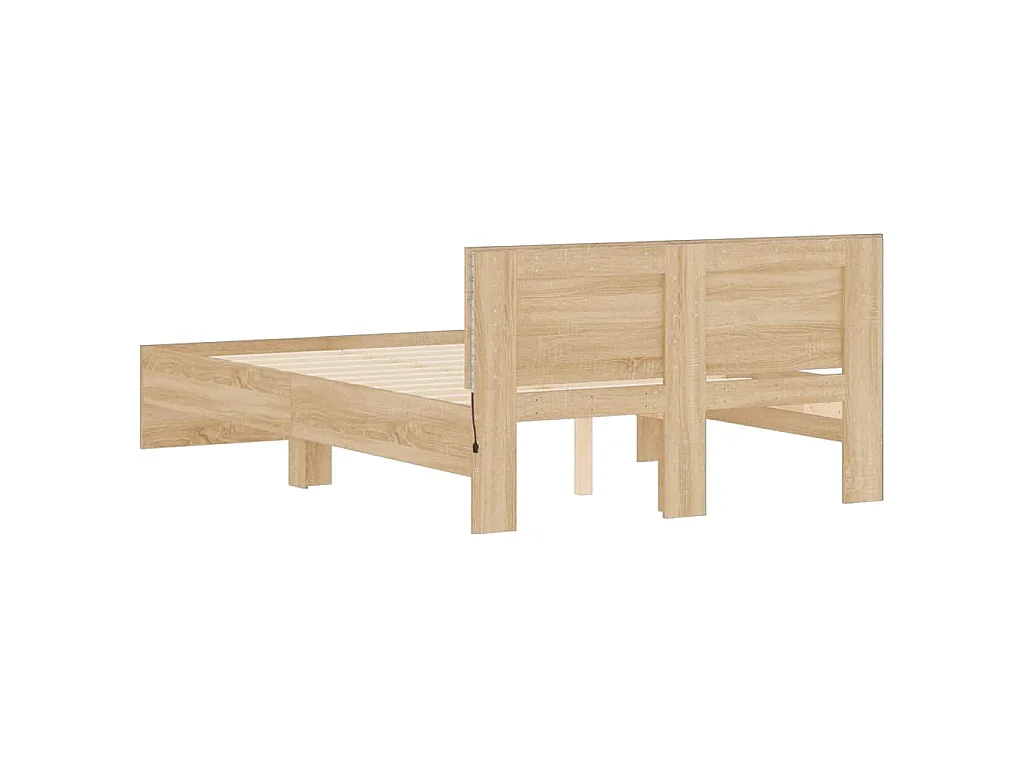 Cadre de lit avec tête de lit et LED chêne sonoma 140x200 cm