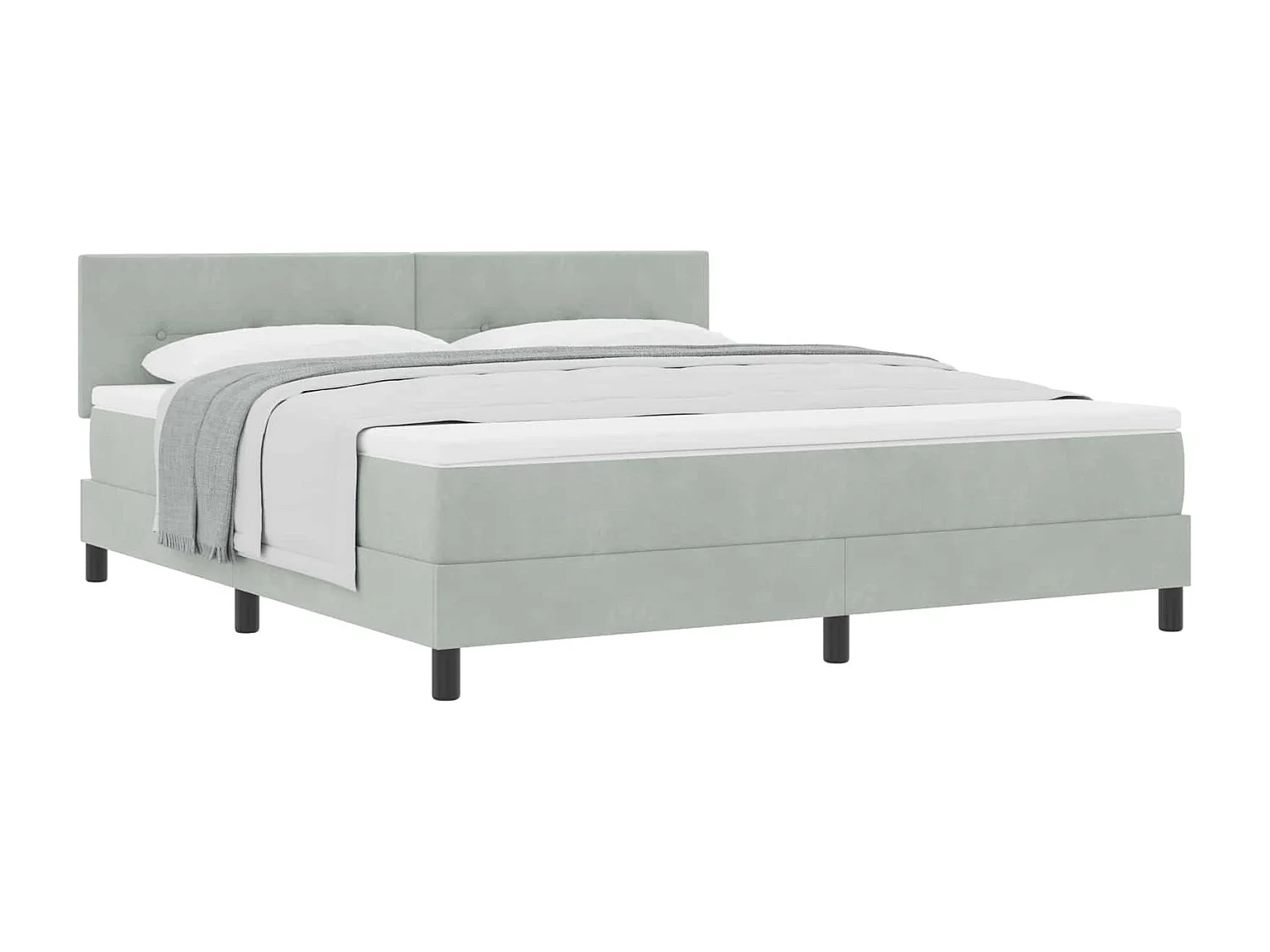 Lit à ressorts avec matelas Gris clair 180 x 200 cm Velours