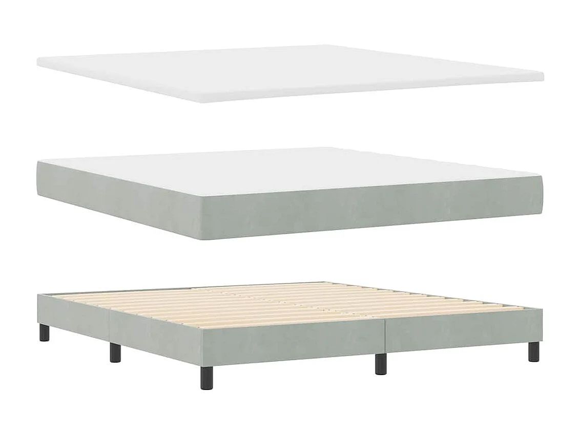 Lit à ressorts avec matelas Gris clair 180 x 200 cm Velours