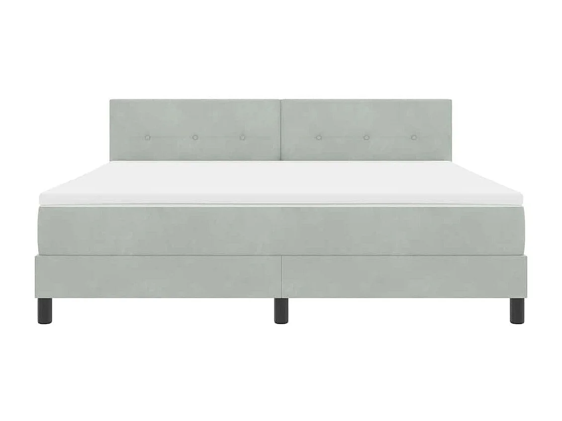 Lit à ressorts avec matelas Gris clair 180 x 200 cm Velours