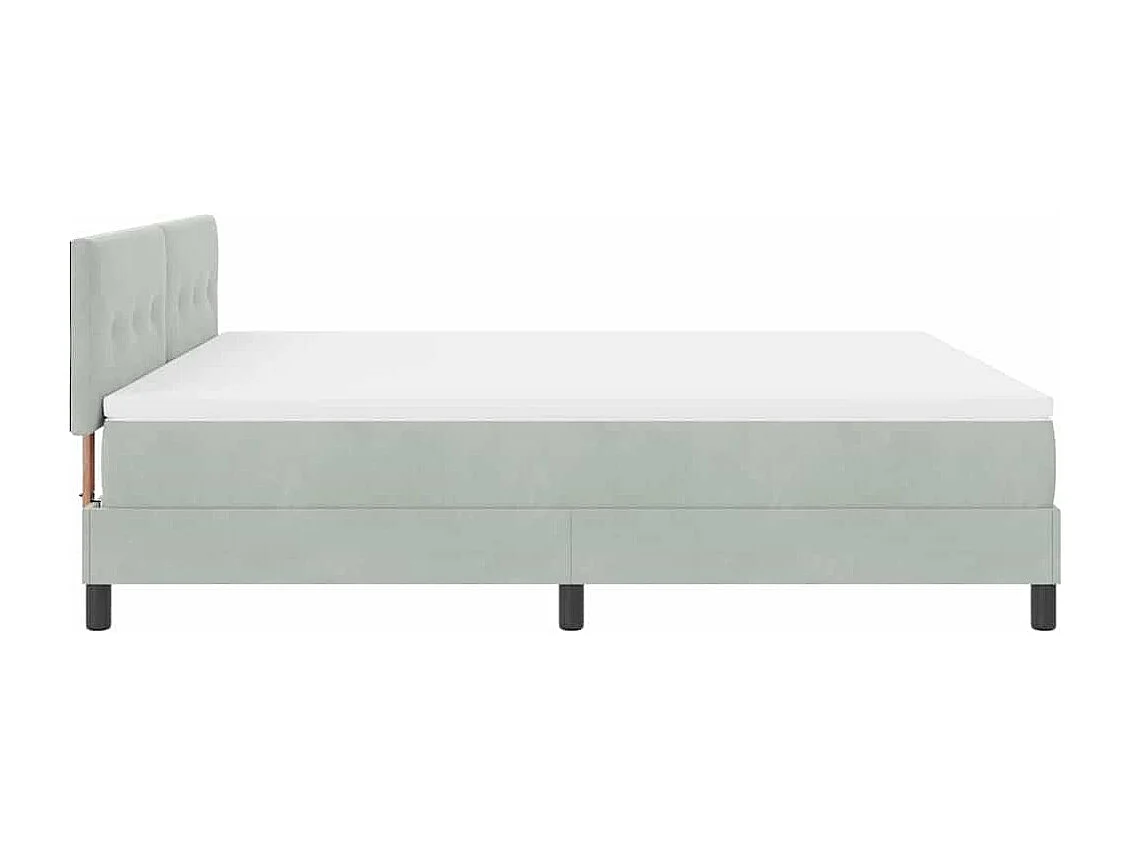 Lit à ressorts avec matelas Gris clair 180 x 200 cm Velours