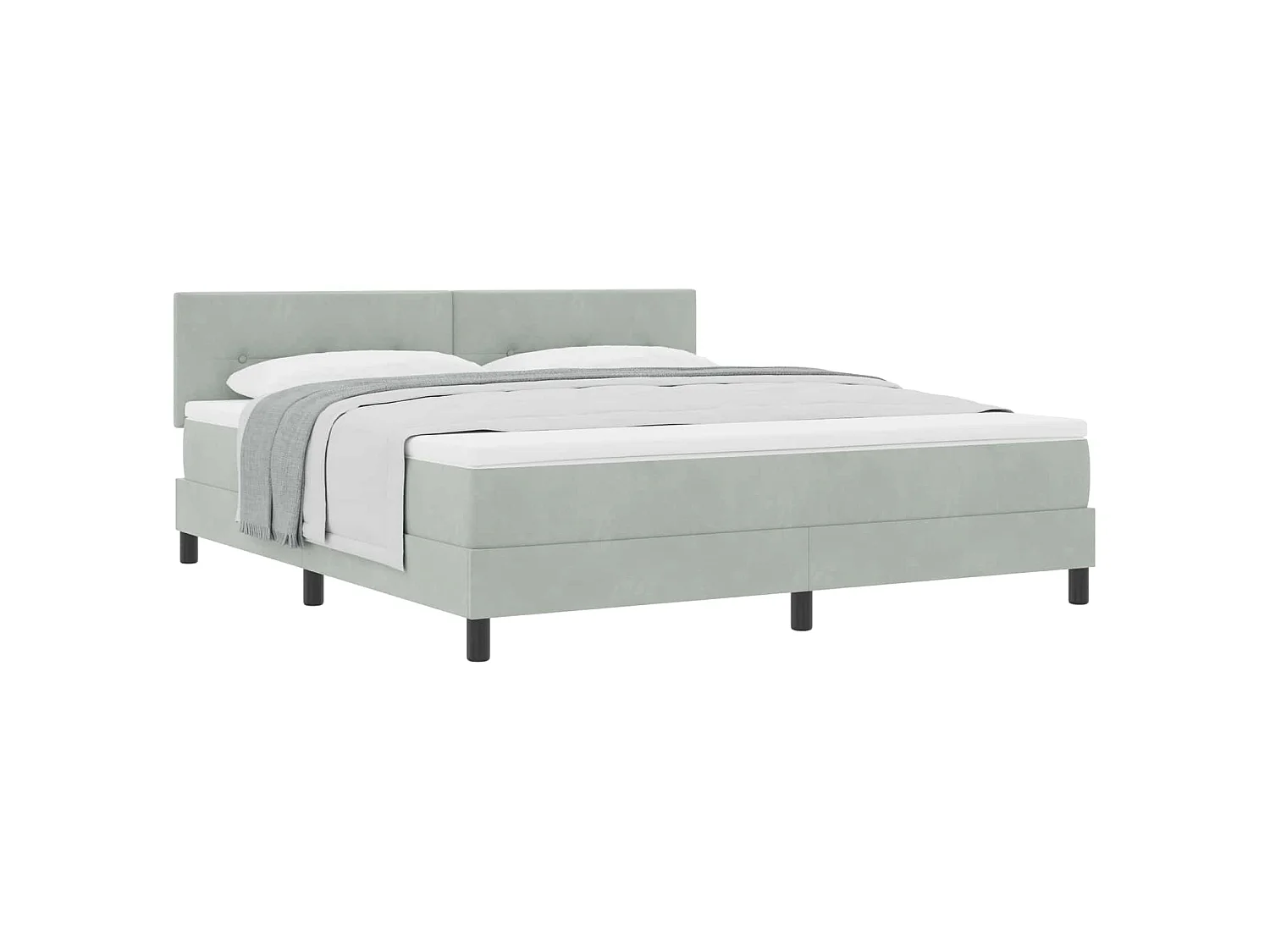 Boxspringbed met hoofdeinde Lichtgrijs 180 x 200 cm Fluweel