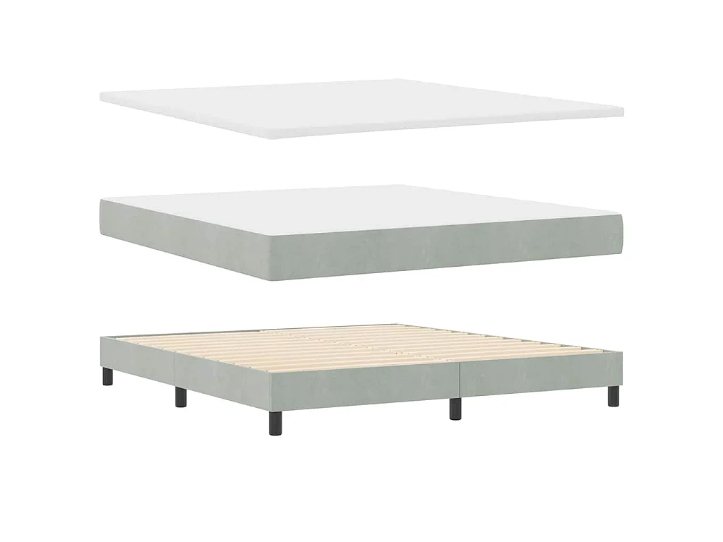 Boxspringbed met hoofdeinde Lichtgrijs 180 x 200 cm Fluweel