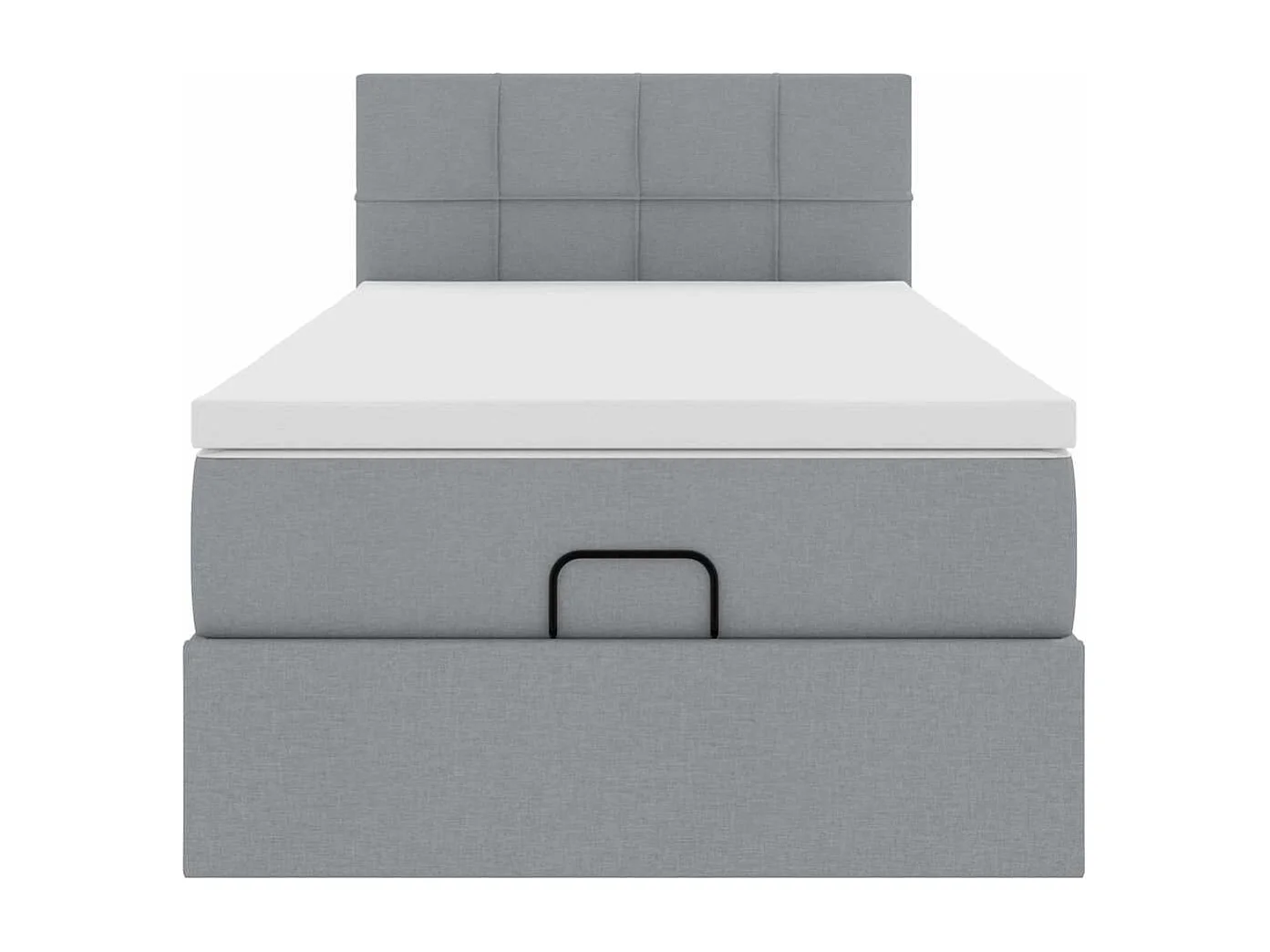 Cadre de lit ottoman et matelas gris clair 90x190 cm tissu