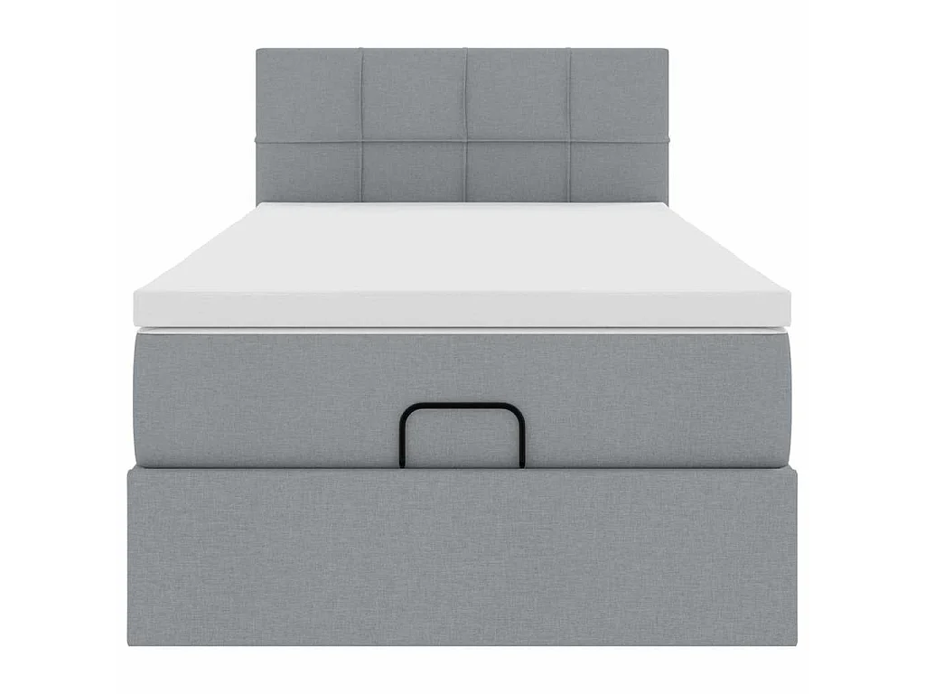 Ottoman-Bett mit Matratze & LEDs Hellgrau 90x190 cm Stoff