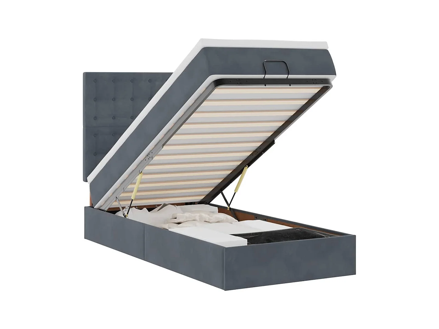 Ottoman bed met matrassen 90x200cm fluweel donkergrijs