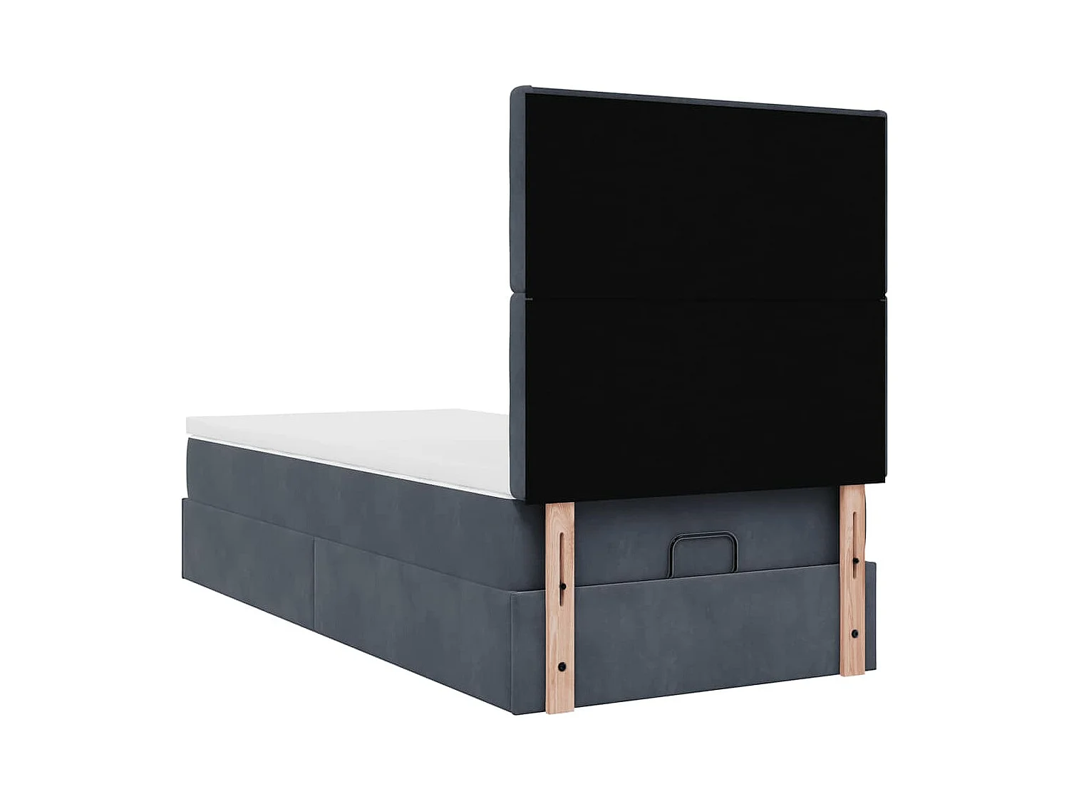 Cadre de lit ottoman et matelas gris foncé 90x200 cm velours