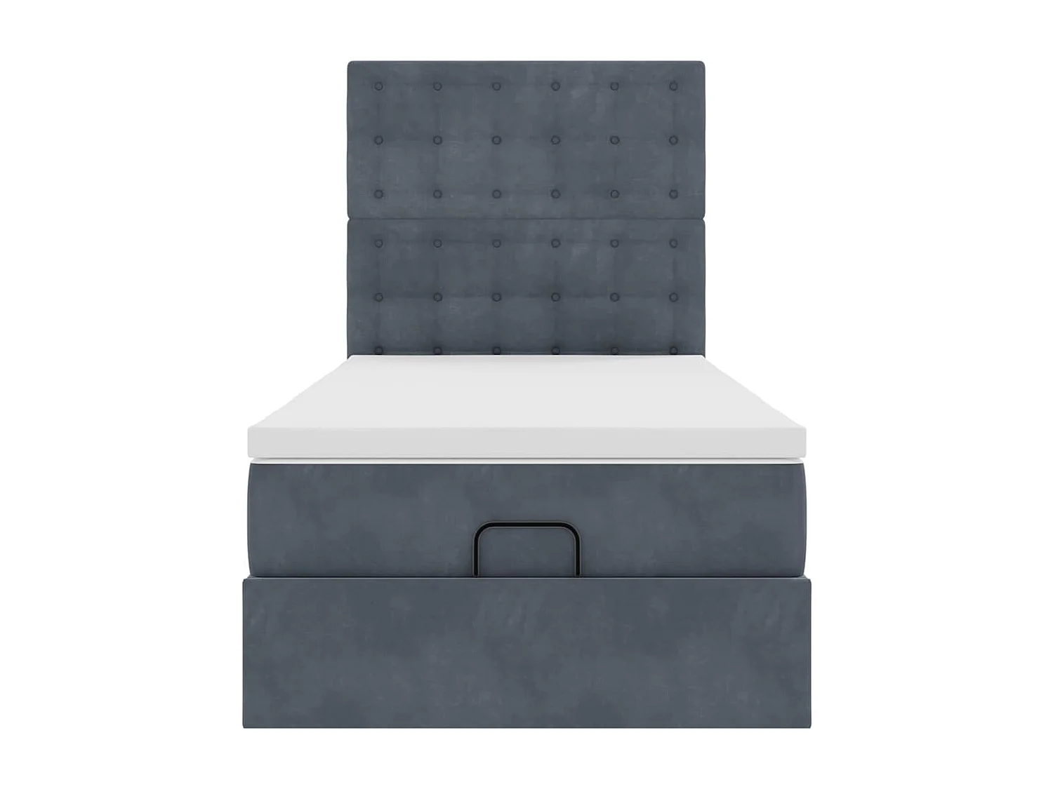 Cadre de lit ottoman et matelas gris foncé 90x200 cm velours