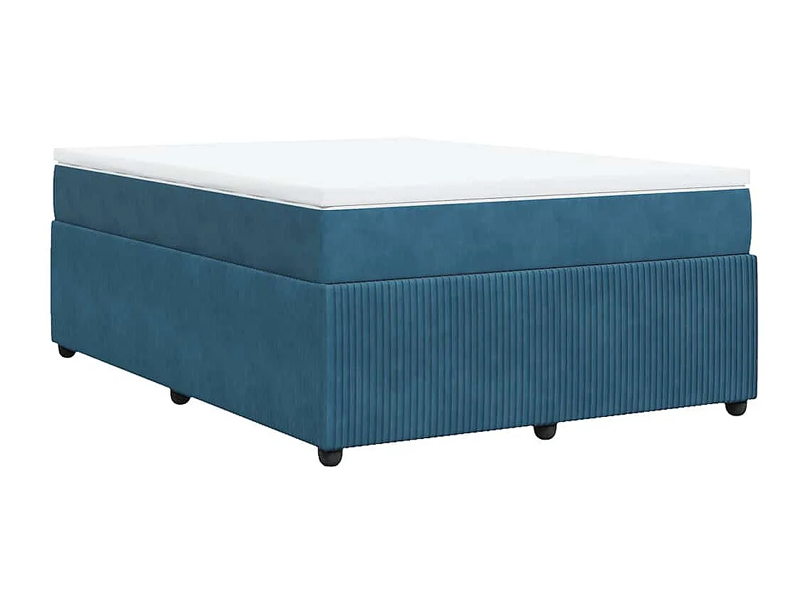 Boxspringbett mit Matratze Dunkelblau 140x190 cm Samt