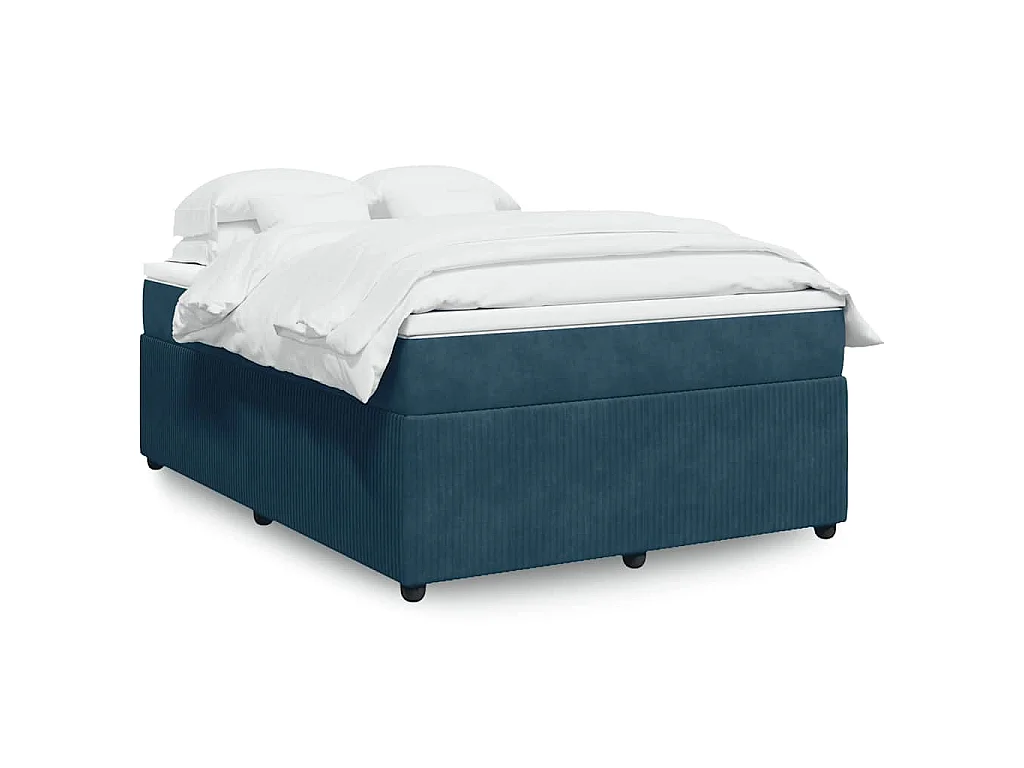 Giroletto a Molle con Materasso Blu Scuro 140x190 cm in Velluto