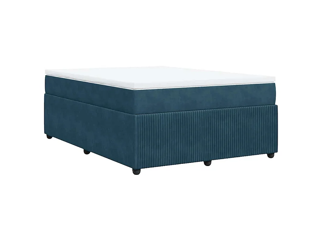 Giroletto a Molle con Materasso Blu Scuro 140x190 cm in Velluto