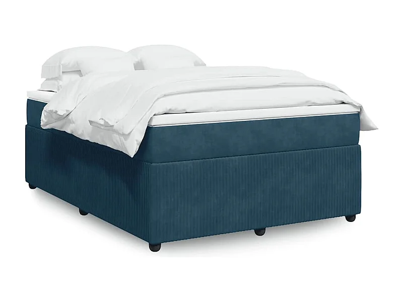 Boxspringbett mit Matratze Dunkelblau 140x190 cm Samt