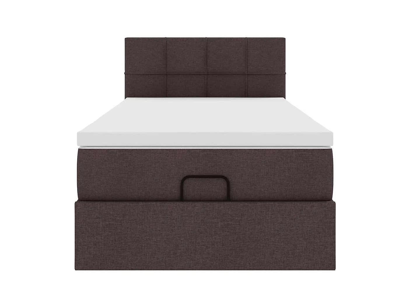 Lit ottoman avec matelas marron foncé 90x200 cm tissu