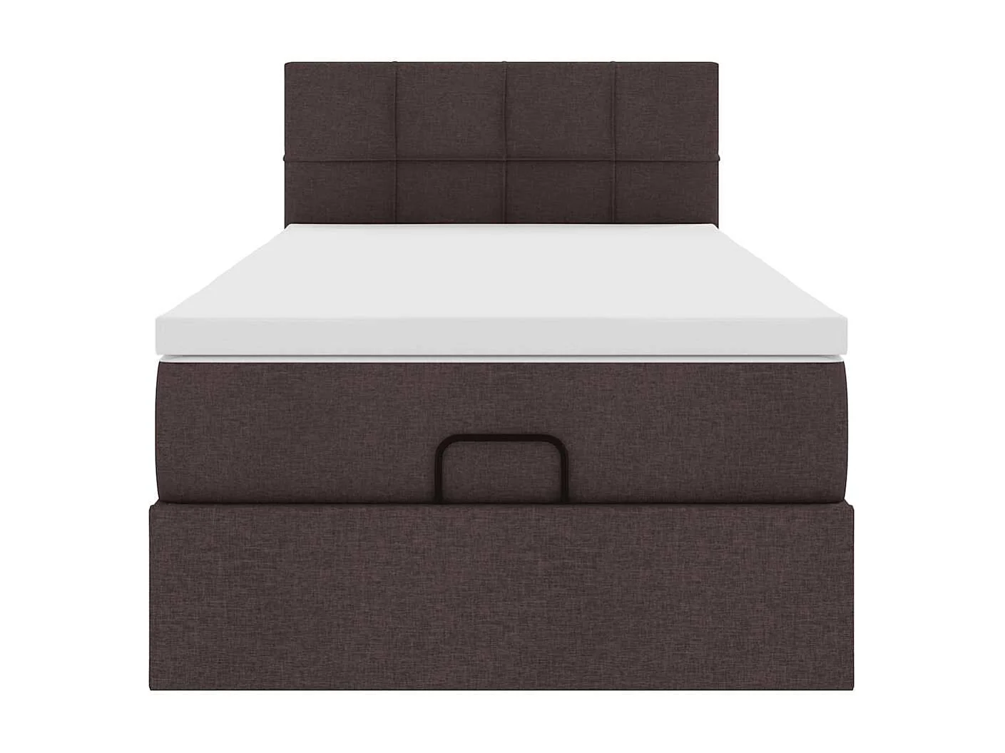 Lit ottoman avec matelas marron foncé 90x200 cm tissu