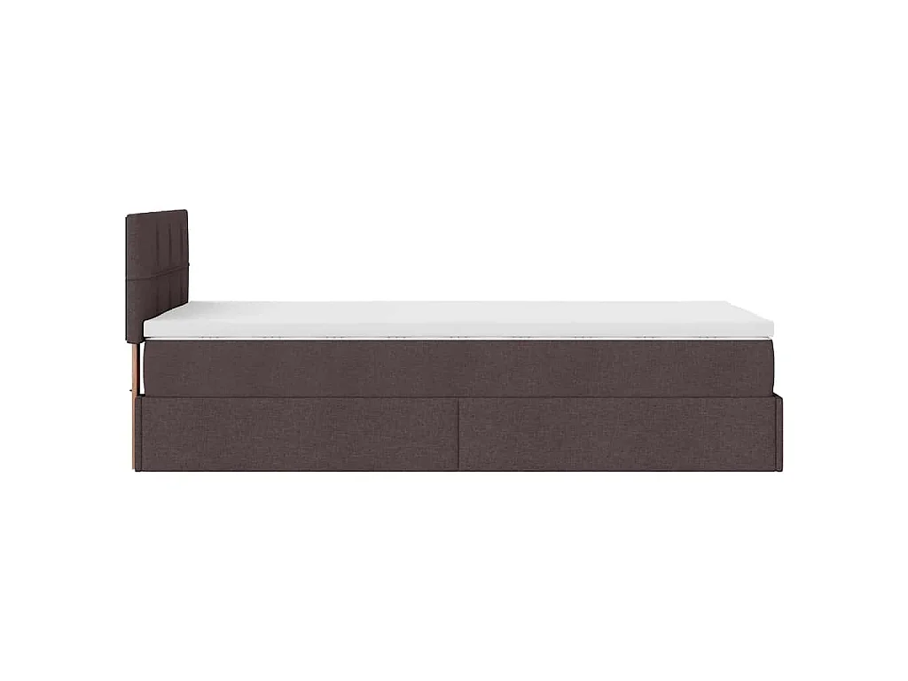 Pouf Letto con Materasso Marrone Scuro 90x200 cm in Tessuto