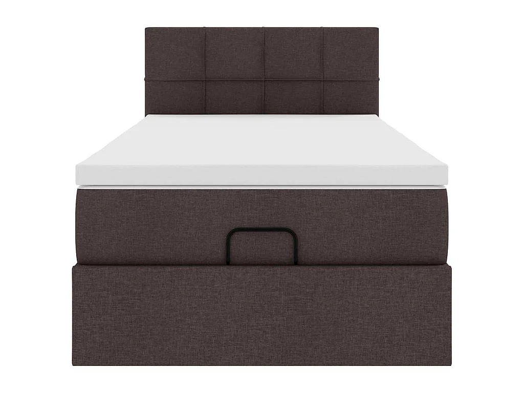 Lit ottoman avec matelas marron foncé 90x200 cm tissu