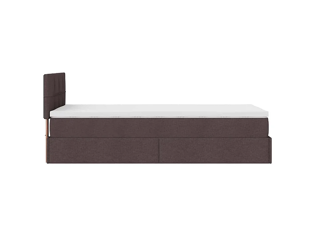 Lit ottoman avec matelas marron foncé 90x200 cm tissu