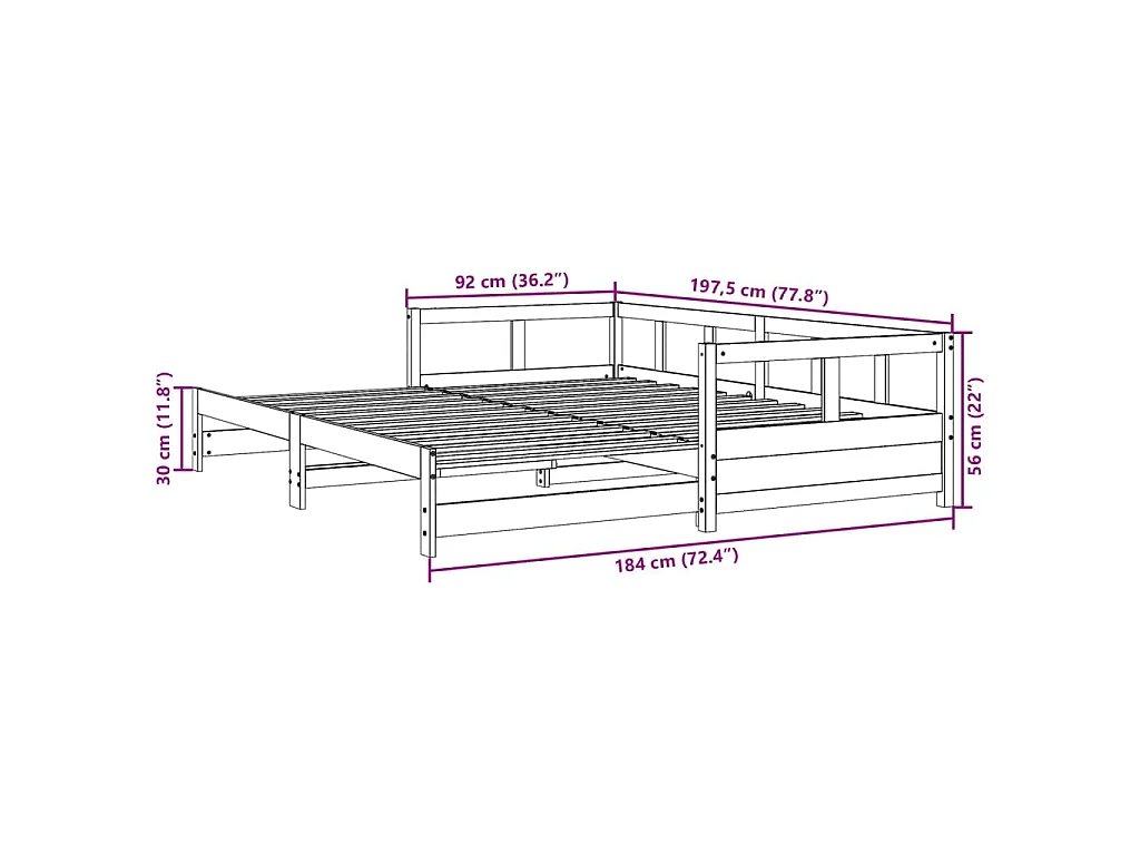 Sofá-cama sem colchão 90x190 cm madeira de pinho maciça