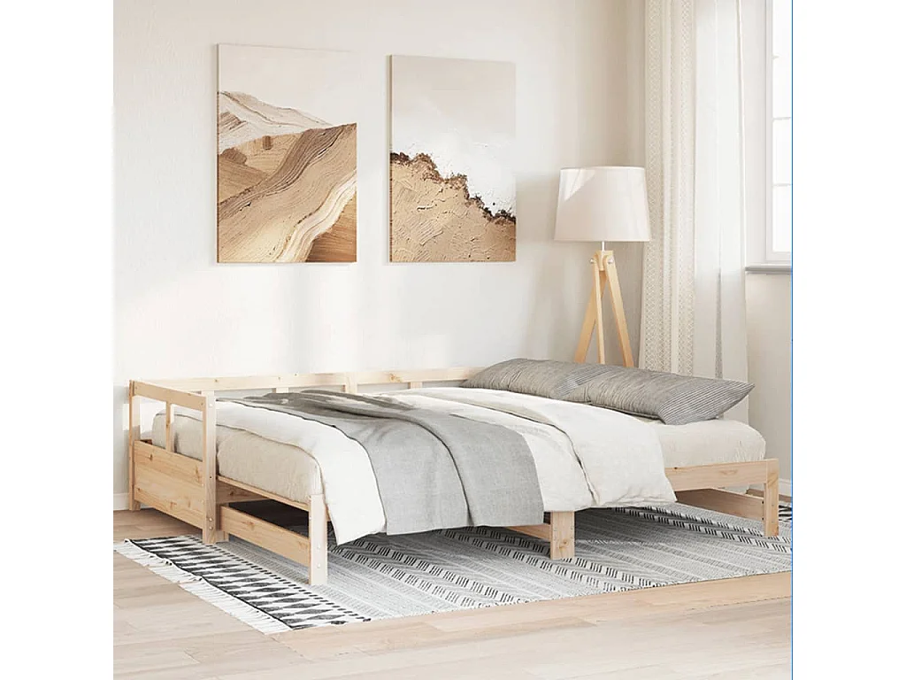 Sofá-cama sem colchão 90x190 cm madeira de pinho maciça