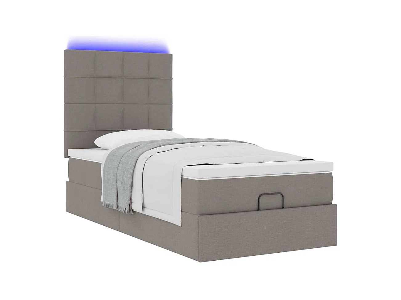 Ottoman-Bett mit Matratze & LEDs Taupe 100x200 cm Stoff