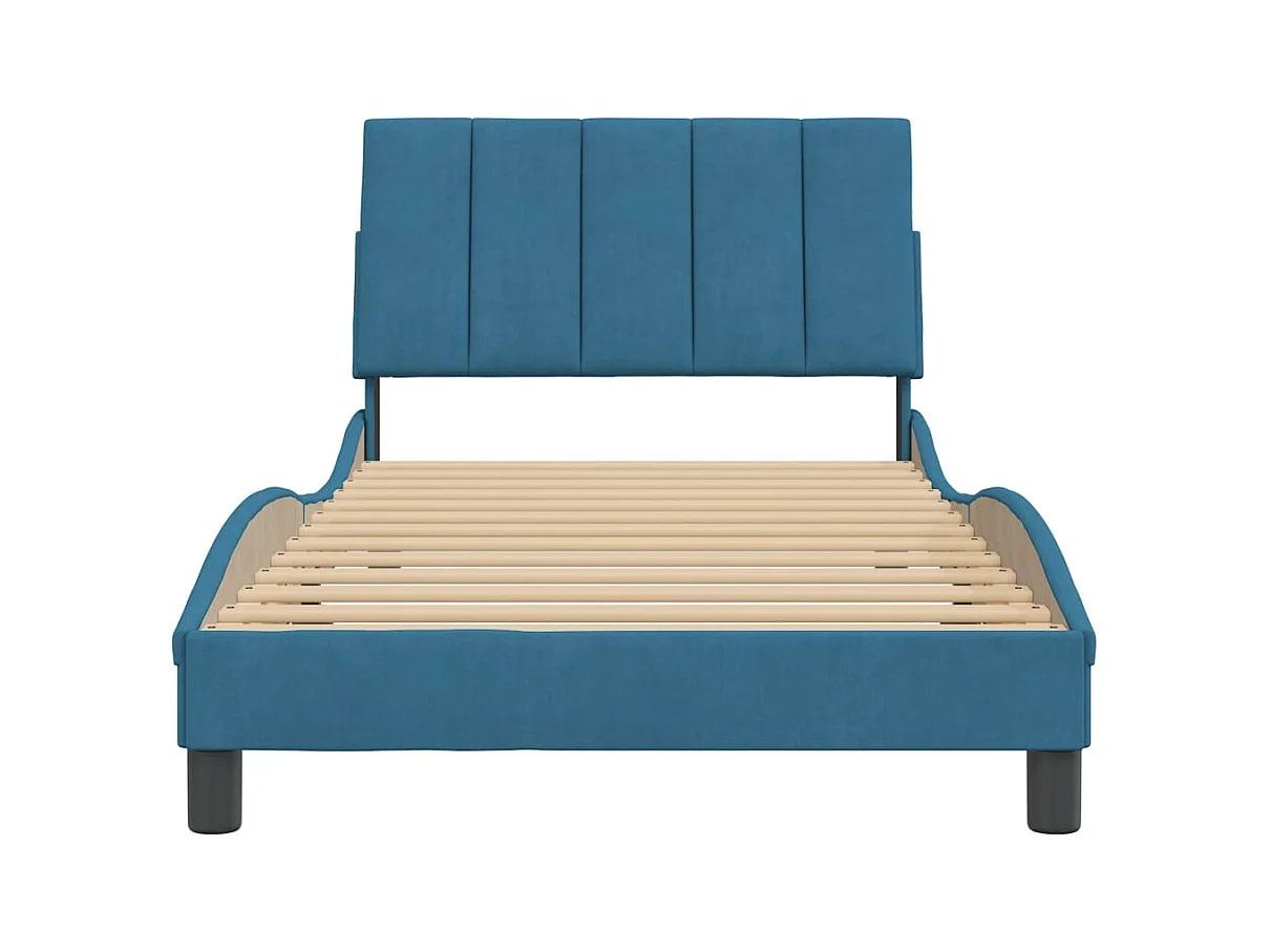 Bettgestell ohne Matratze "Hanko" Blau 100x200 cm Samt