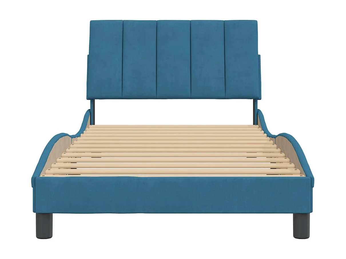 Cadre de lit sans matelas Hanko bleu 100x200 cm velours