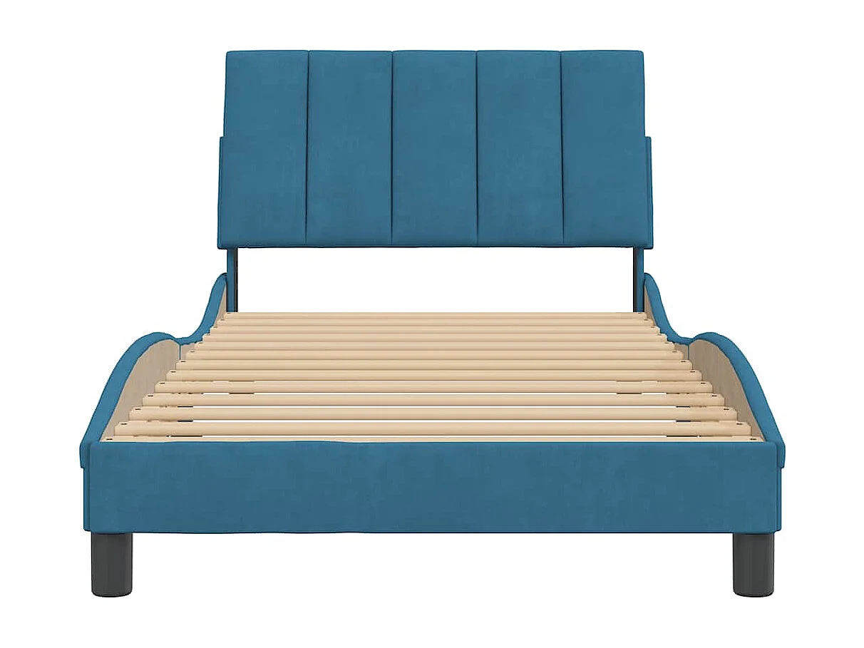 Cadre de lit sans matelas Hanko bleu 100x200 cm velours