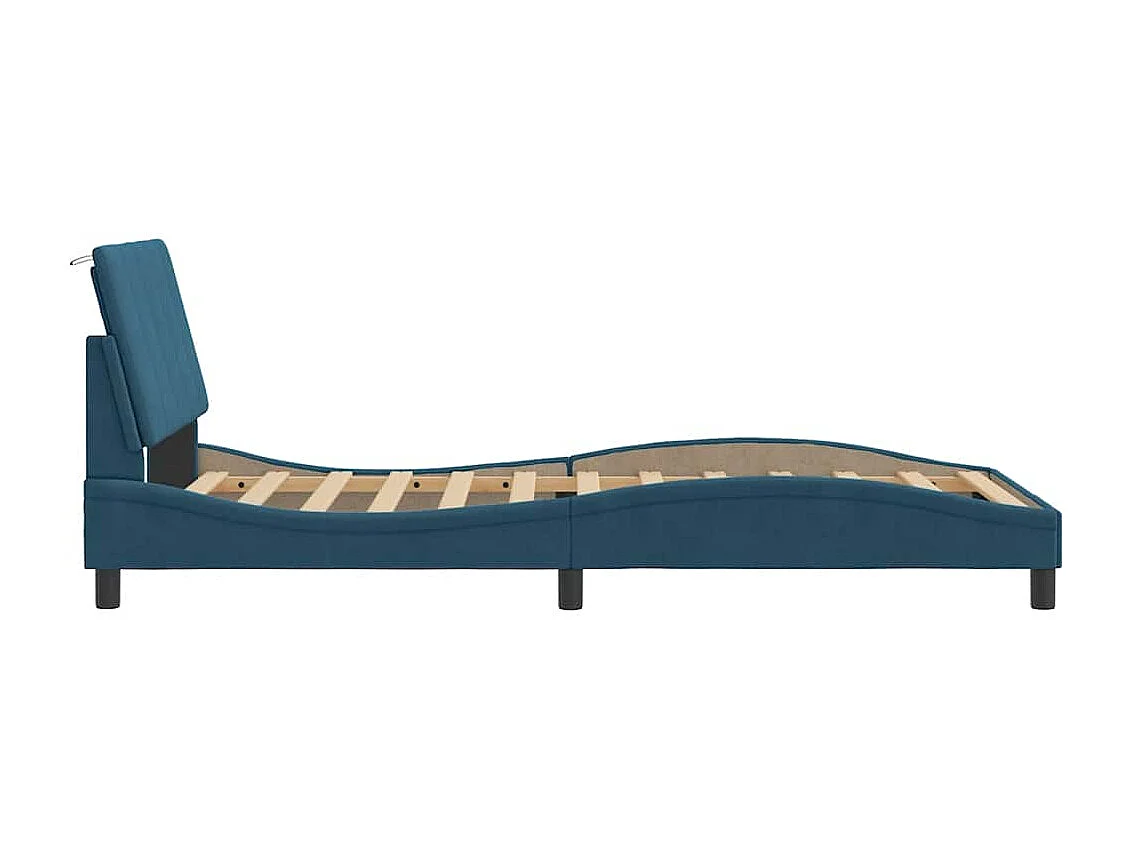 Bedframe zonder matras "Hanko" fluweel blauw 100x200 cm