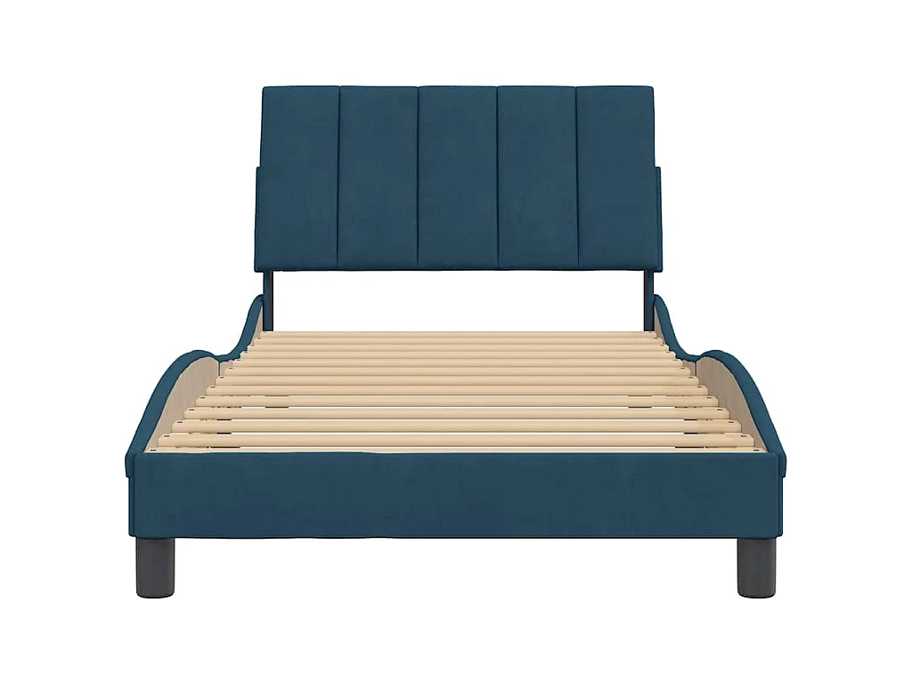 Cadre de lit sans matelas Hanko bleu 100x200 cm velours