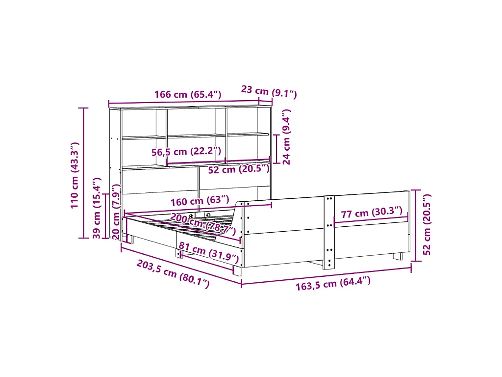 Massivholzbett ohne Matratze Weiß 160x200 Kiefernholz