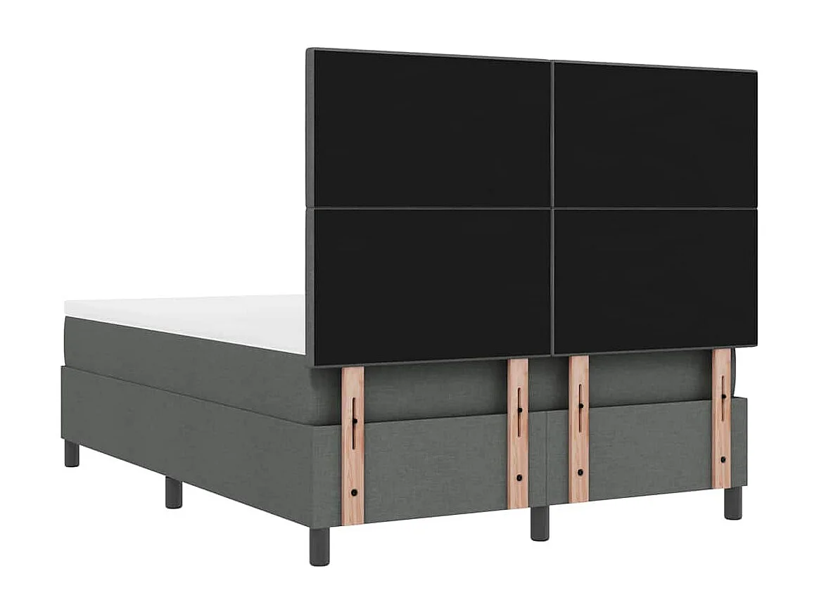 Lit à ressorts avec matelas Gris foncé 140 x 200 cm tissu