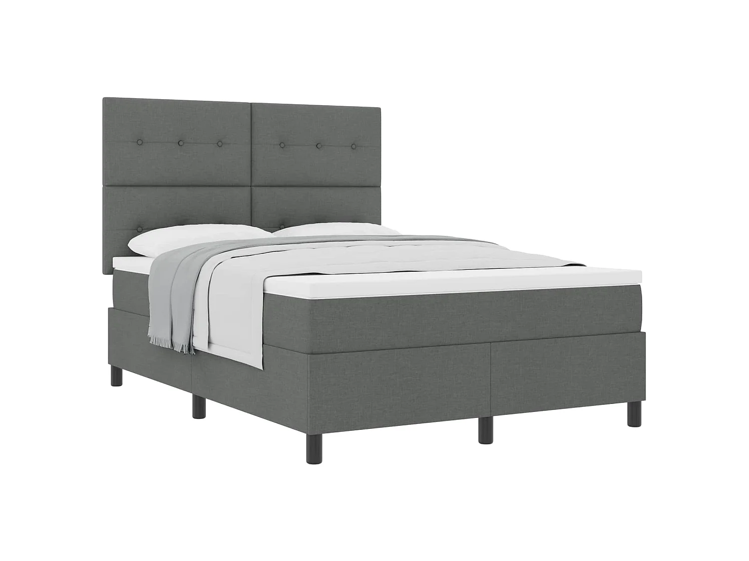 Boxspringbed met hoofdeinde Donkergrijs 140 x 200 cm Stof