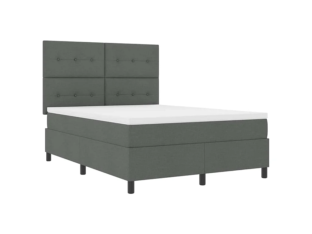 Boxspringbed met hoofdeinde Donkergrijs 140 x 200 cm Stof