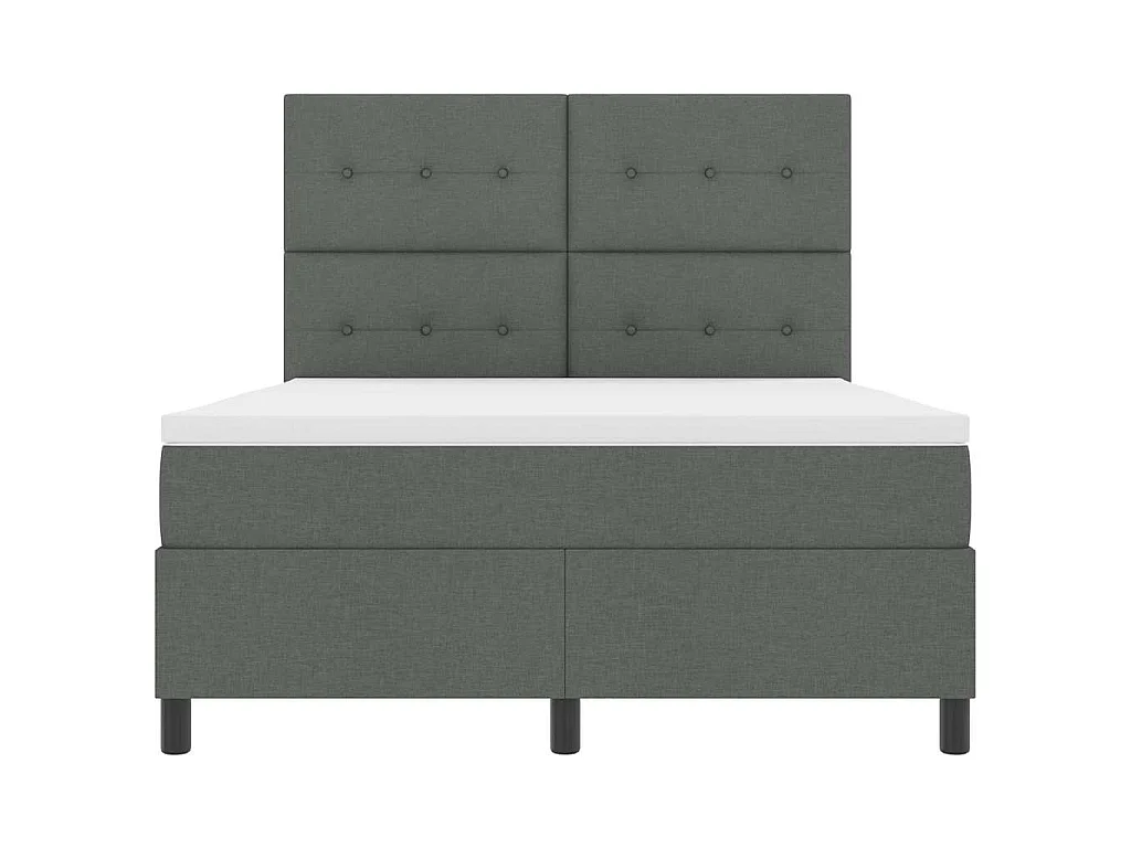 Boxspringbed met hoofdeinde Donkergrijs 140 x 200 cm Stof
