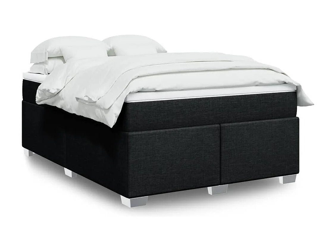 Boxspring met matras stof zwart 140x200 cm