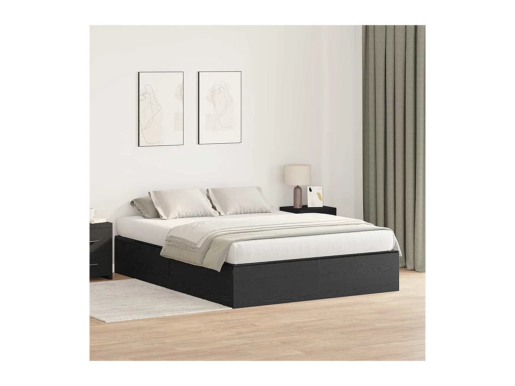 Cadre de lit Chêne noir 150 x 200 cm Bois d'ingénierie