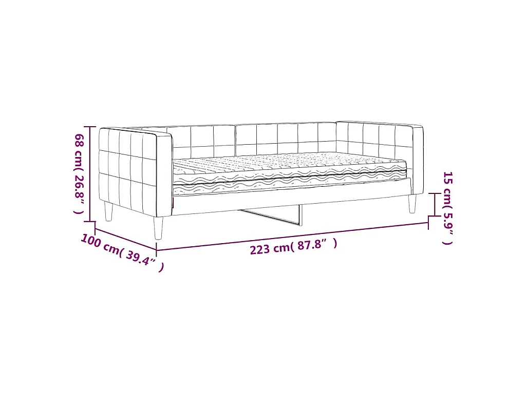 Sofá-cama com colchão 90x200 cm veludo cinzento-escuro