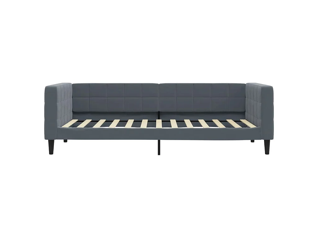 Sofá-cama com colchão 90x200 cm veludo cinzento-escuro