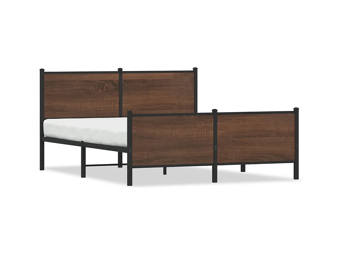 Cadre de lit en métal sans matelas chêne marron 140x190 cm