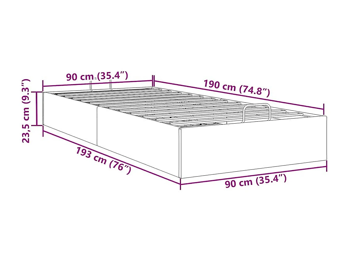 Otomano Bed Frame No Colchão Cinzento Escuro 90x190 cm Veludo