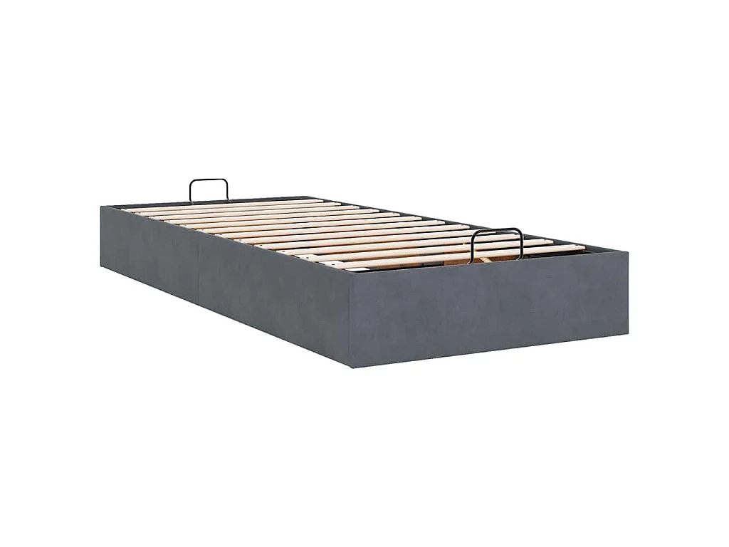 Giroletto senza Materasso Grigio Scuro 90x190 cm Velluto