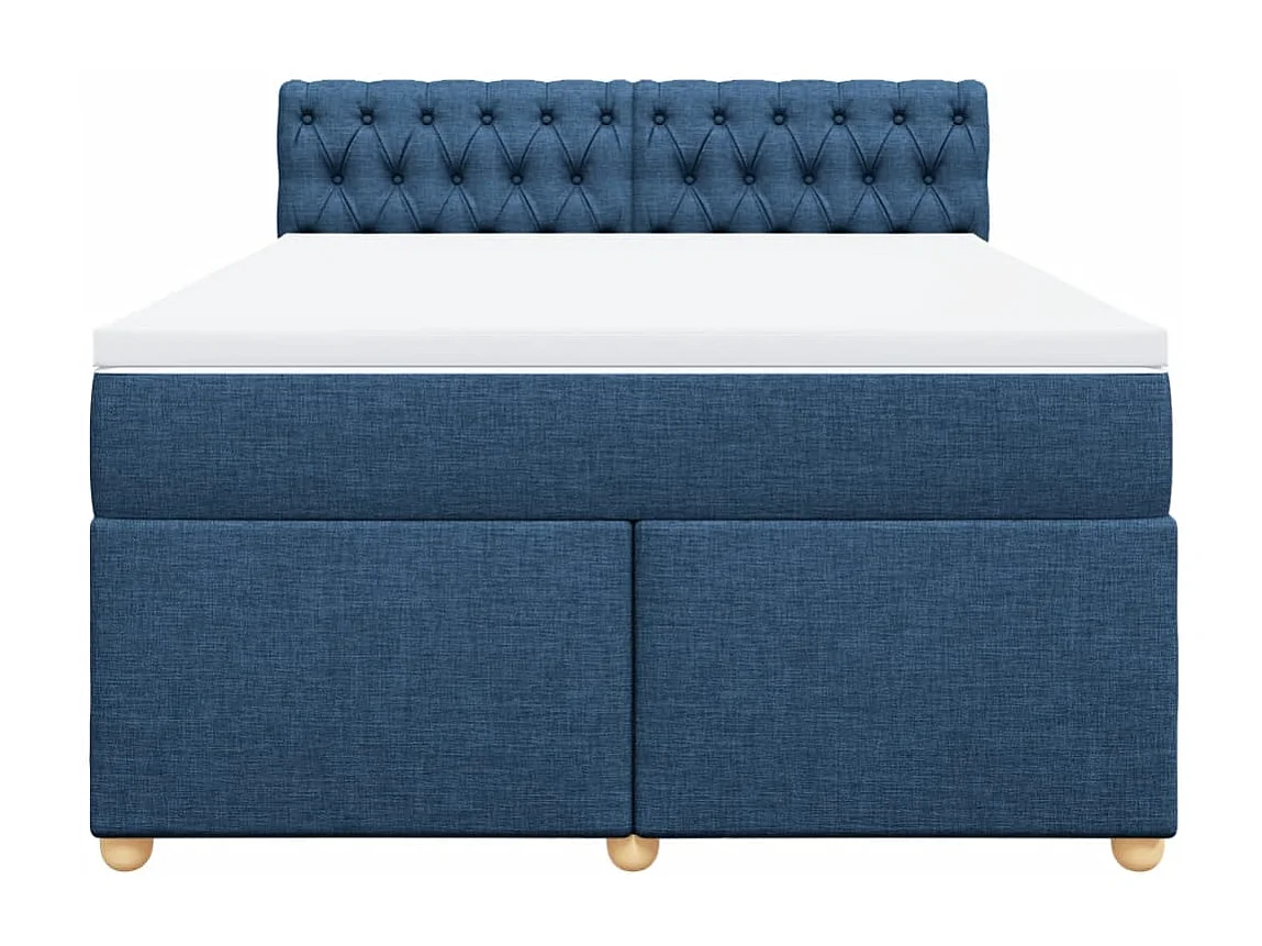 Sommier à lattes de lit avec matelas Bleu 160x200 cm Tissu