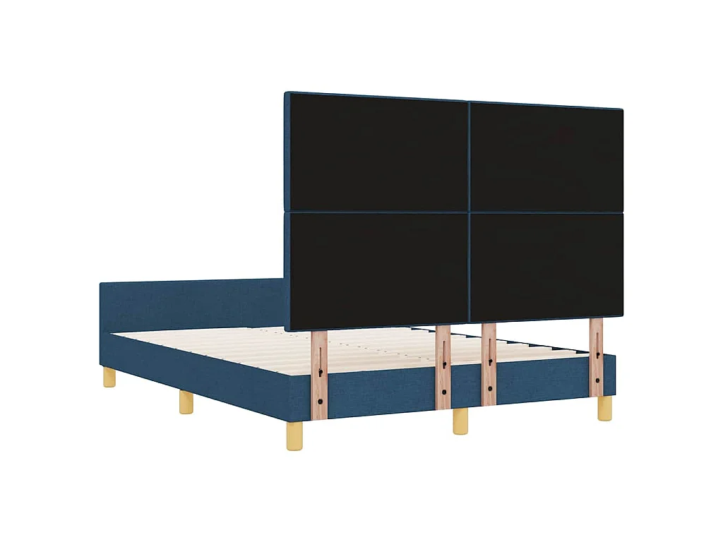 Cadre de lit avec tête de lit Bleu 140 x 190 cm tissu