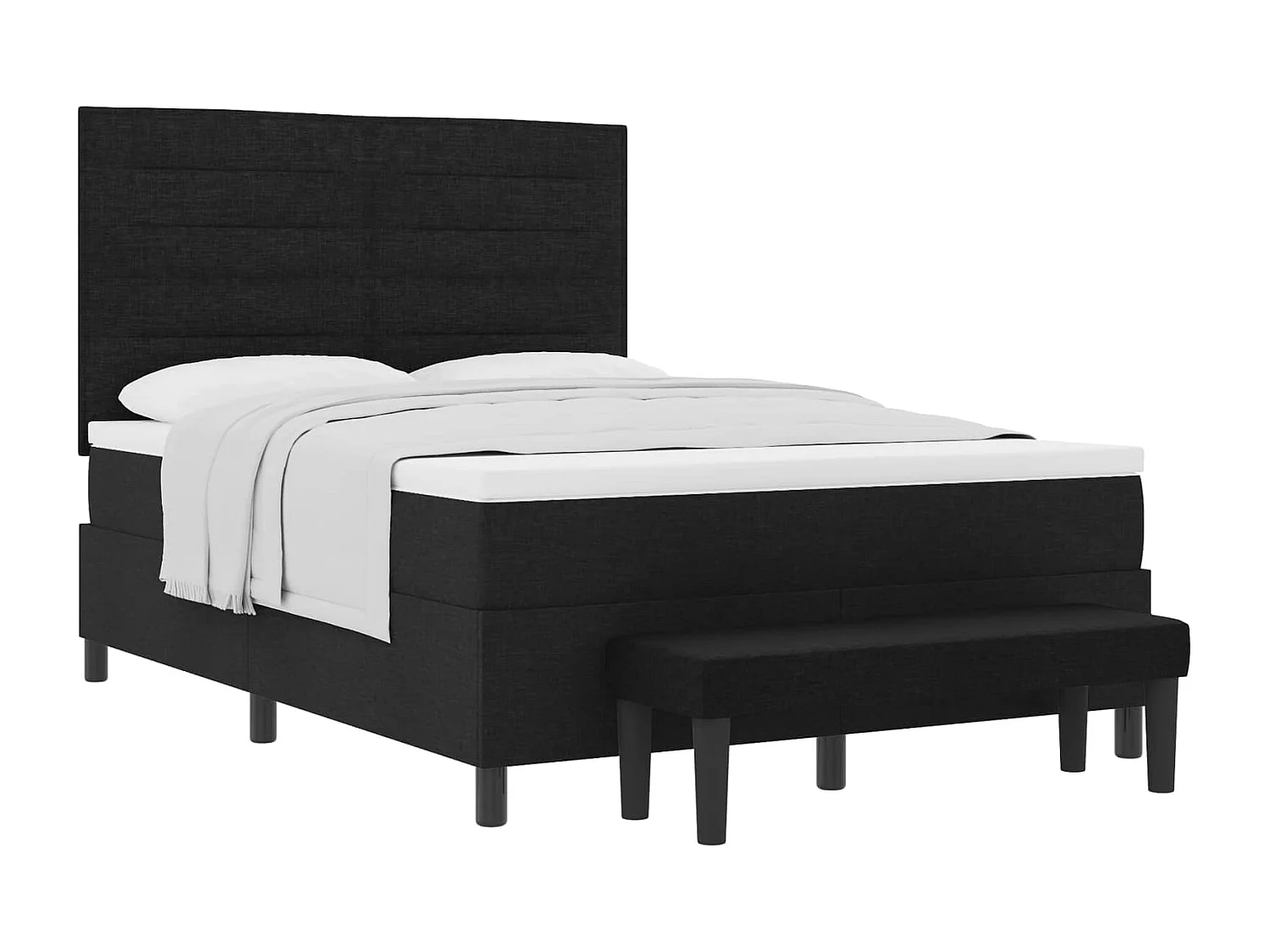 Boxspringbed met matras met hoofdeinde Zwart 140 x 200 cm Stof