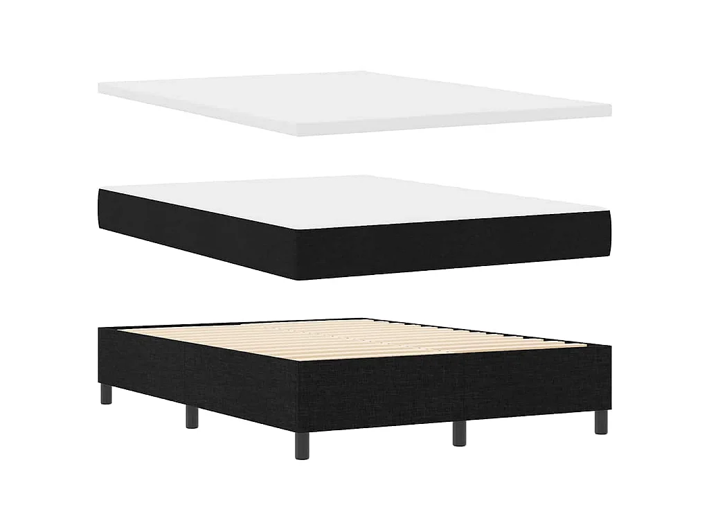 Boxspringbed met hoofdeinde Zwart 140 x 200 cm Stof