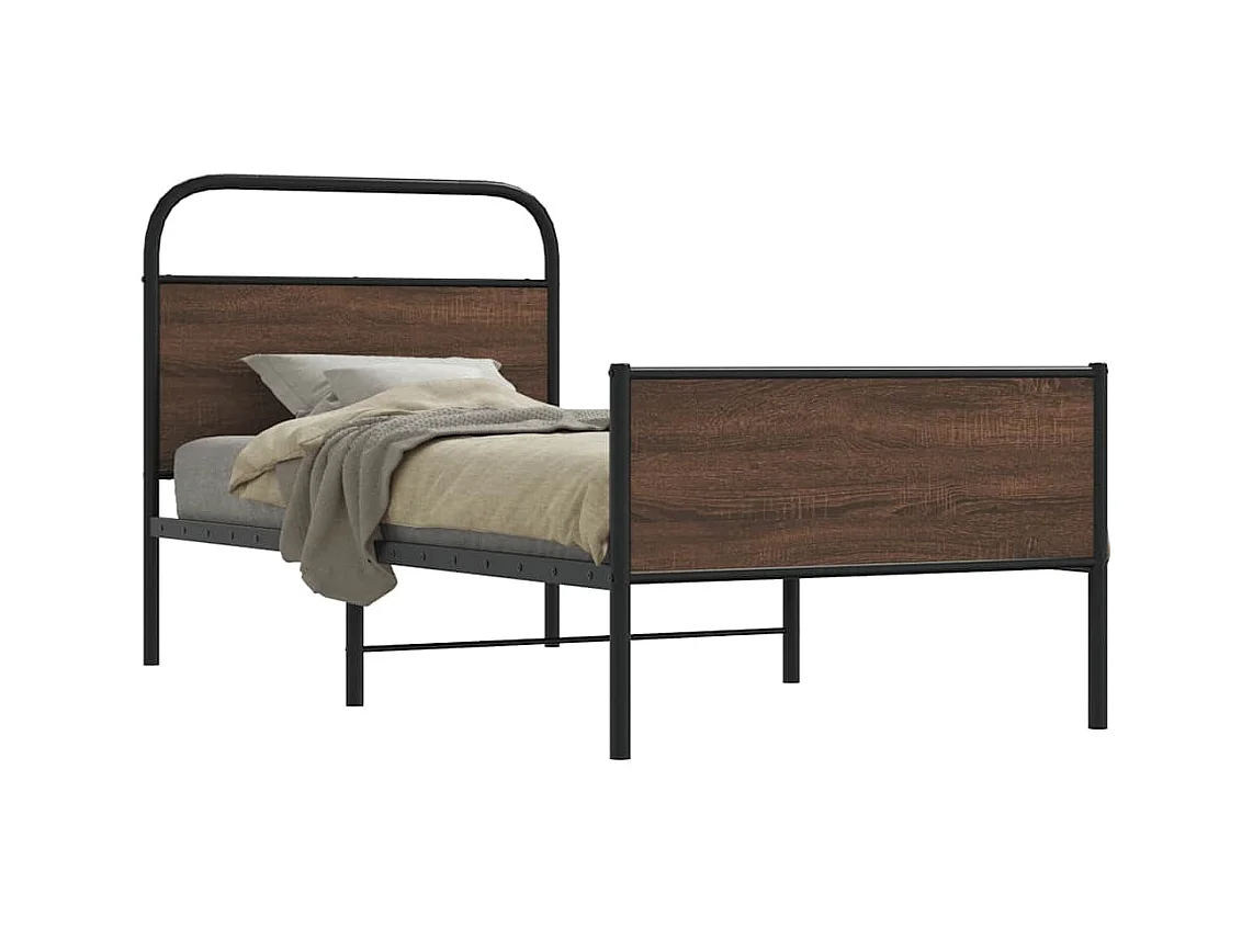 Cadre de lit sans matelas 90x200cm chêne marron bois ingénierie