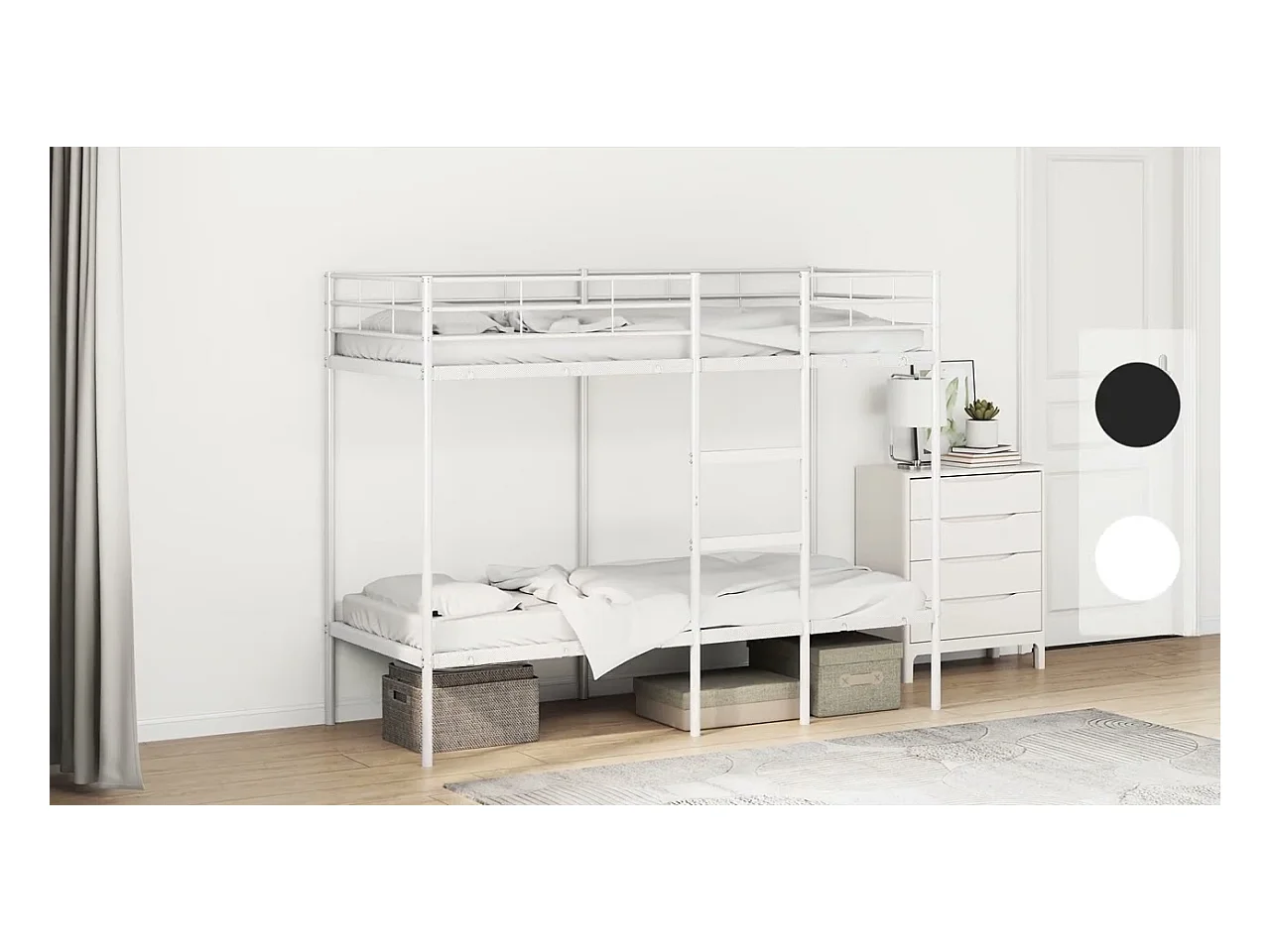 Lit superposé sans matelas blanc 100x190 cm acier