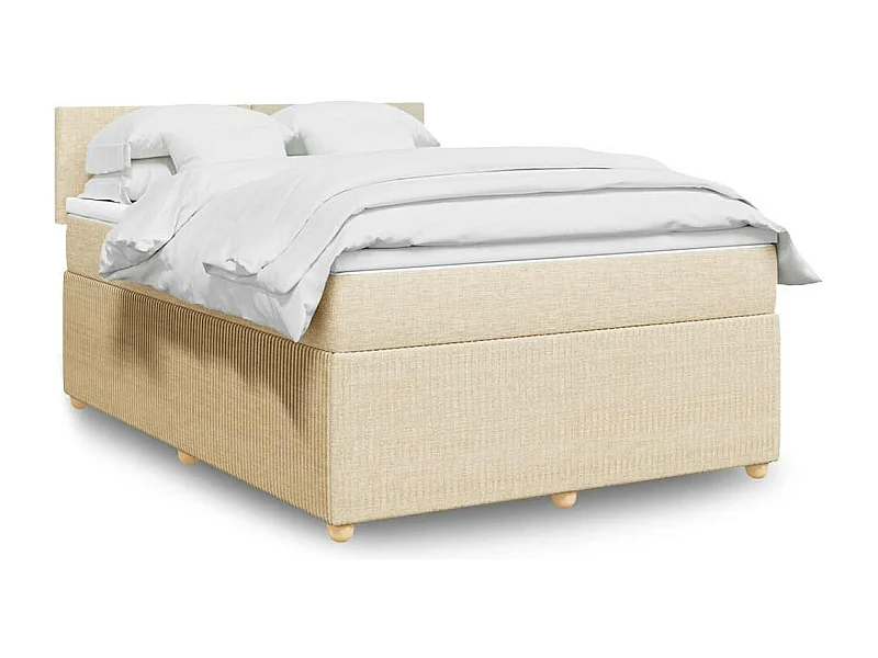 Boxspringbett mit Matratze Creme 140x190 cm Stoff